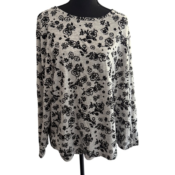 T by Talbots Womens Whimsigoth Velvet Burnout Top 3XP Dark Floral Fairy Grunge - Picture 1 of 7
